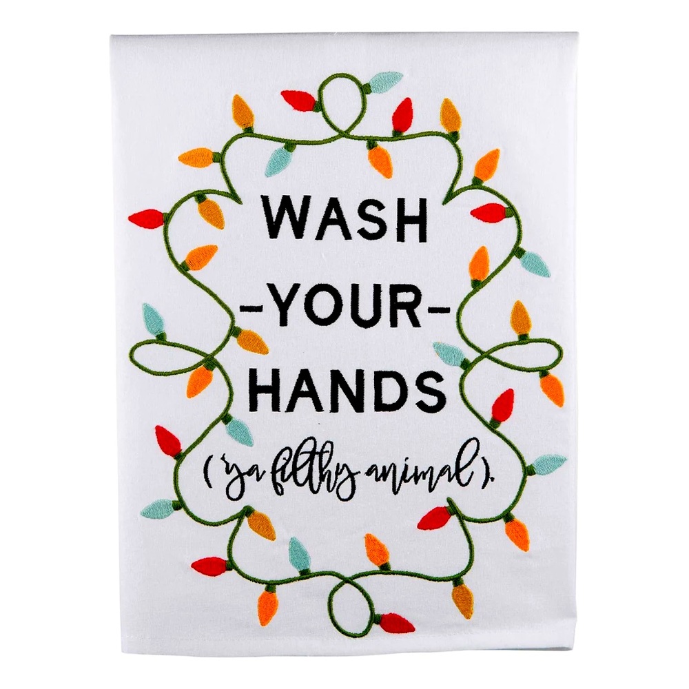 Wash Your Hands Ya Filthy Animal Christmas Tea Towel